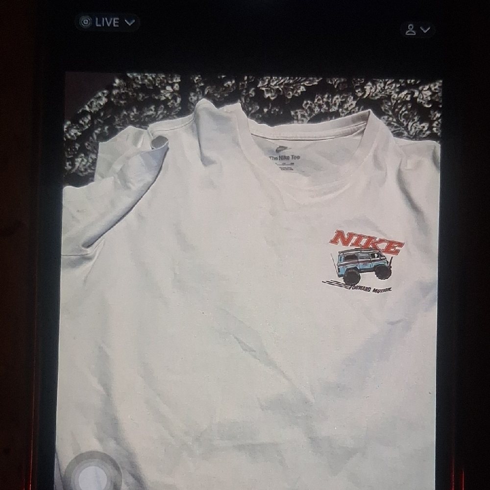Nike White Tee with Red and Black Graphic